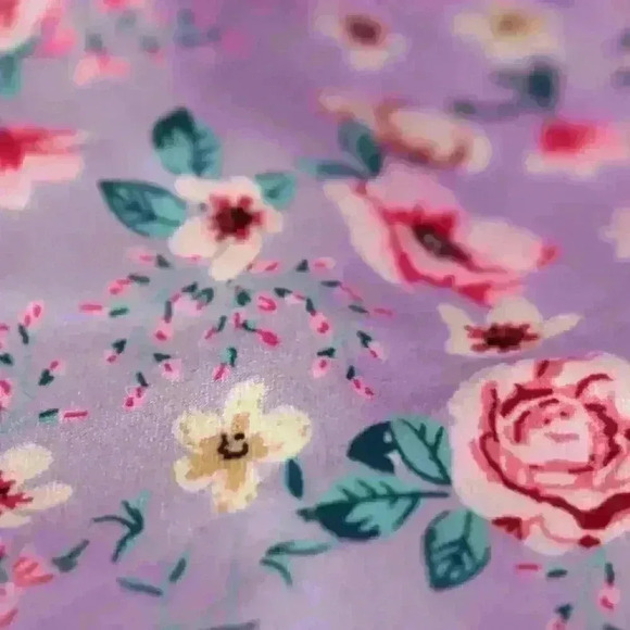 ALAMOUR Silky Sexy Strapless Ruched Side Purple Floral Mini Dress Women Large - Picture 8 of 8